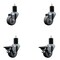 Service Caster 3'' Thermoplastic Rubber Wheel Swivel 1-3/4'' Expanding Stem Caster Set 2 Brakes, 4PK SCC-EX20S314-TPRB-2-PLB-2-134 - alternate 1
